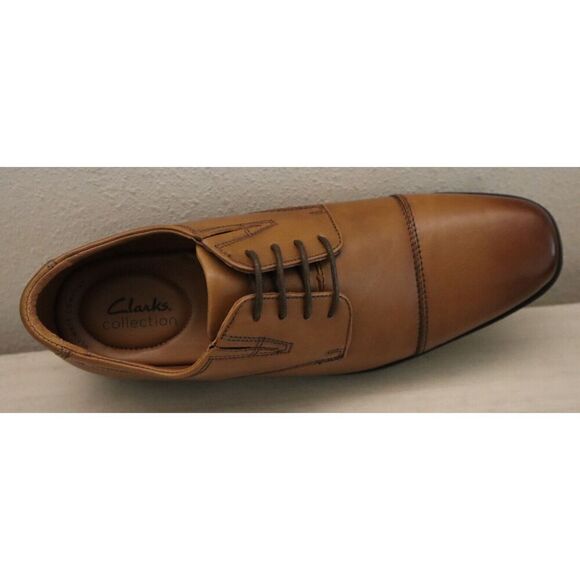 Clarks 26130096 Men's Sz 8.5W Dark Tan Leather Tilden Cap-Toe Dress Shoes - Picture 6 of 12